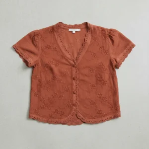 blusa camisa mujer manga corta broderie