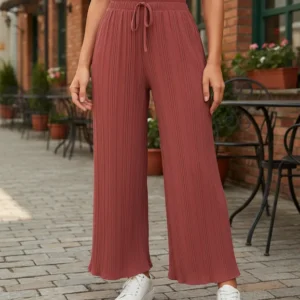 pantalón palazzo plisado lino rustico cheri dama