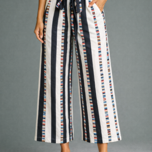 pantalón palazo con cinto a rayas paquete x3