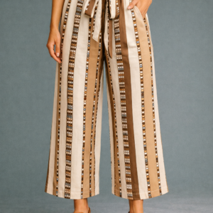 pantalón palazo con cinto a rayas paquete x3