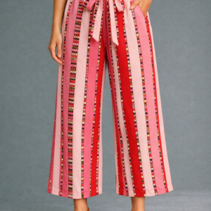 pantalón palazo con cinto a rayas paquete x3