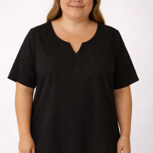 blusa fibrana bordado escote v talles grandes