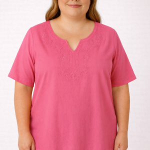 blusa fibrana bordado escote v talles grandes