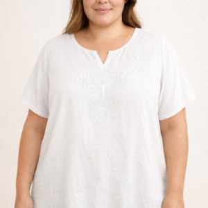 blusa fibrana bordado talles grandes