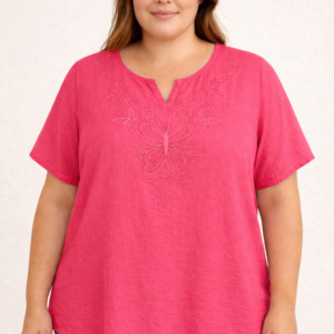 blusa fibrana bordado talles grandes